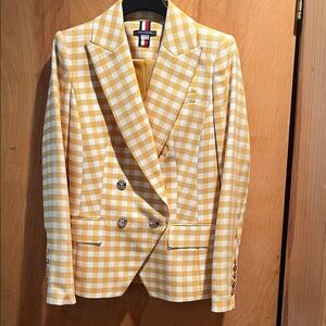 Tommy Hilfiger Yellow and White Checkered Blazer